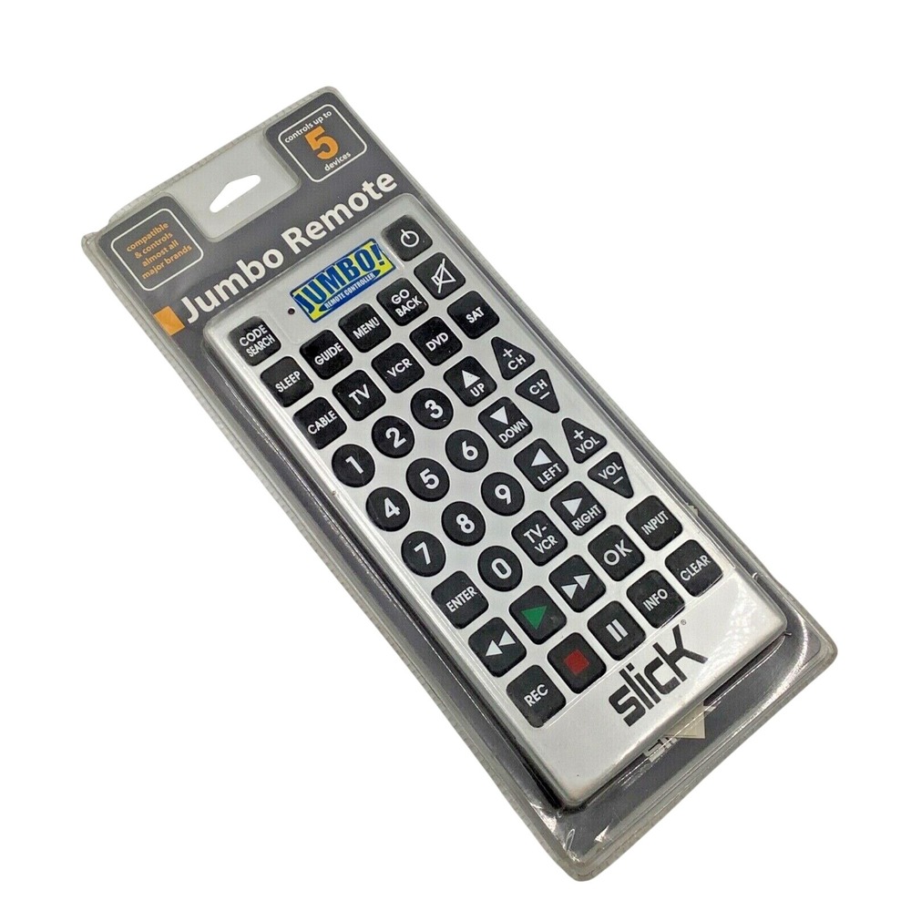 New Jumbo Universal Remote Slick up to 5 devices compatible NIP